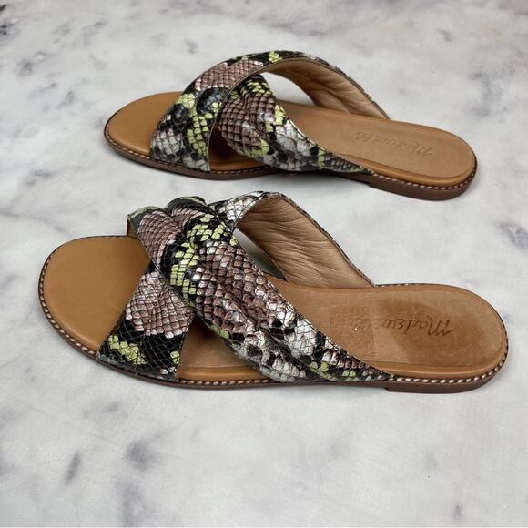 Madewell Skyler Snake Padded Cross Strap Slide Sandals NWOB - Picture 5 of 11